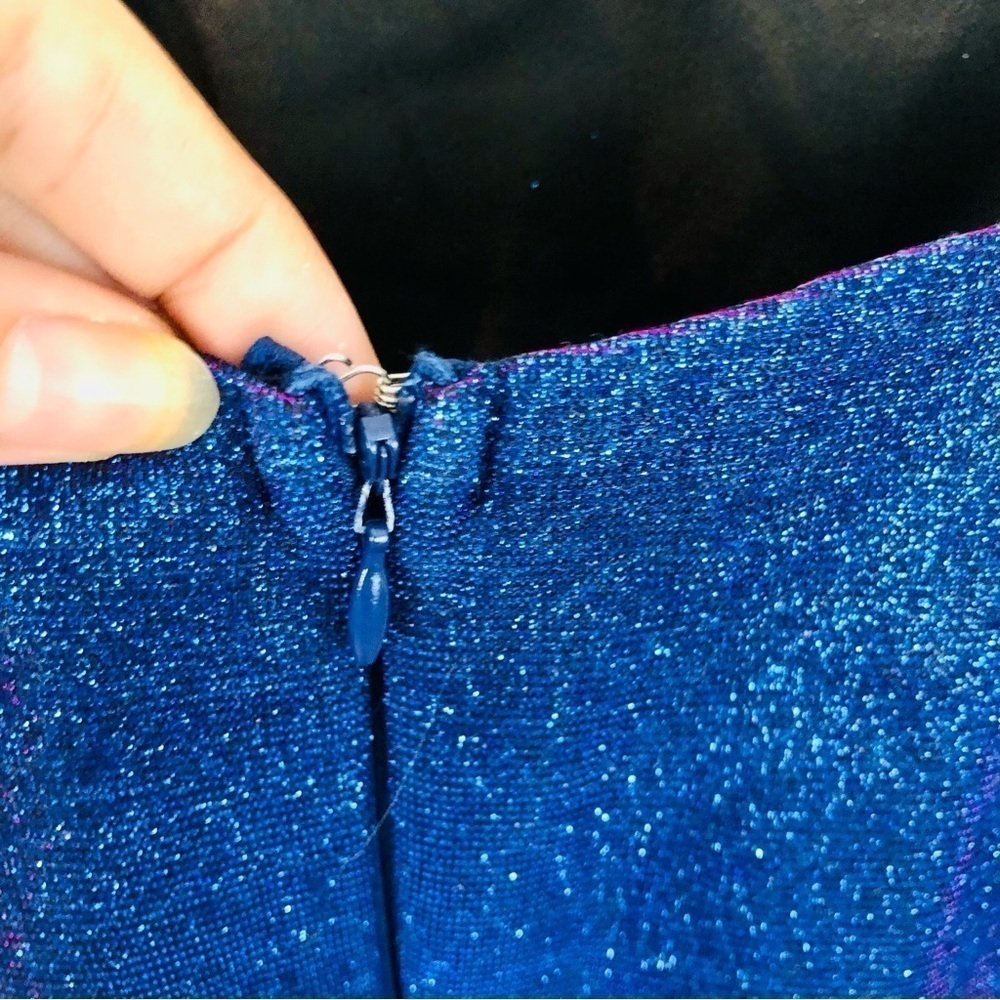 Lulus Sensation Blue purple shift glitter body con mini dress womens XS prom - Picture 14 of 16